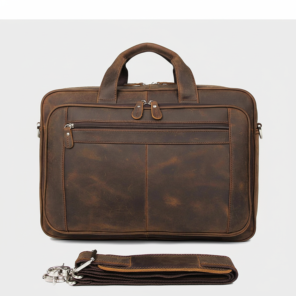 Robust skinnväska för laptop och affärsdokument. Mångsidig axelväska för den moderna pendlaren.
