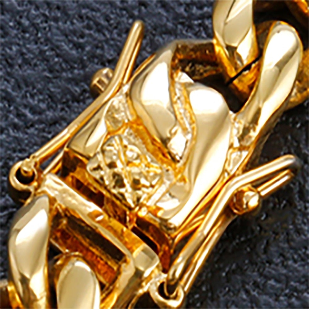 Klassiskt 12mm herr halsband, guldpläterat stål, ikonisk kubansk länk.