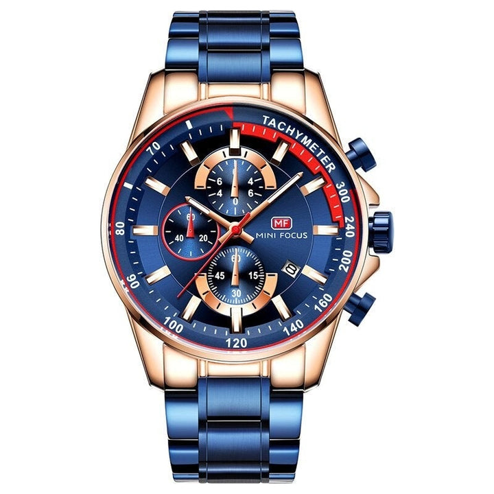 Elegant herrklocka med kronograf. Stilrent armbandsur för män, perfekt för business & casual. Vattentät design.