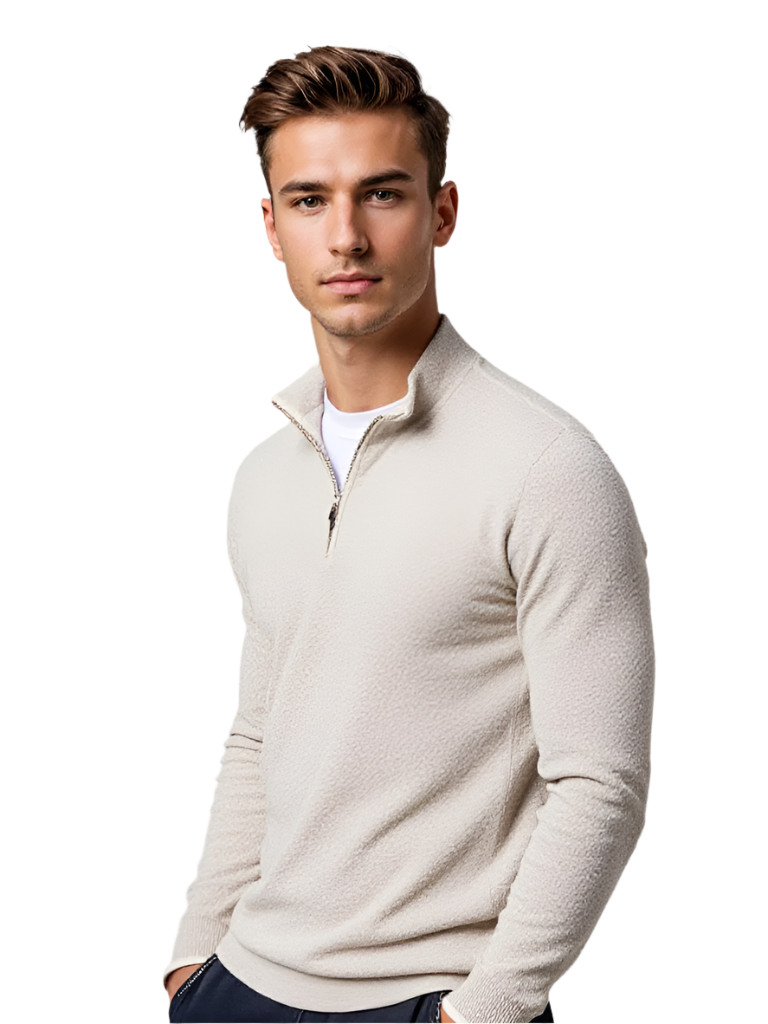Elegant herrpullover med V-hals, bekväm för vardag och fest. Stilren herrtröja med normal passform.