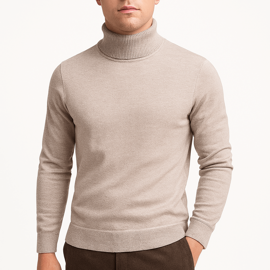 Bekväm herrtröja med hög krage, perfekt för vardag & fest. Stilren turtleneck i mjuk kvalitet.