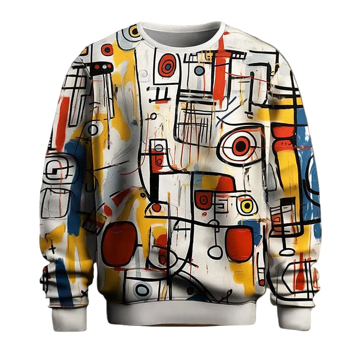 Elegant herrtröja med unikt geometriskt mönster, perfekt för modern vardagsstil.