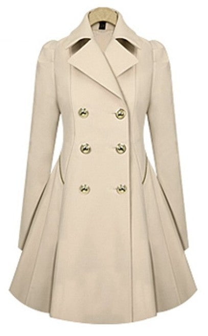 Elegant klassisk kvinnors trenchcoat i beige för vår och höst. Stilren kappa med bälte för mångsidig look.