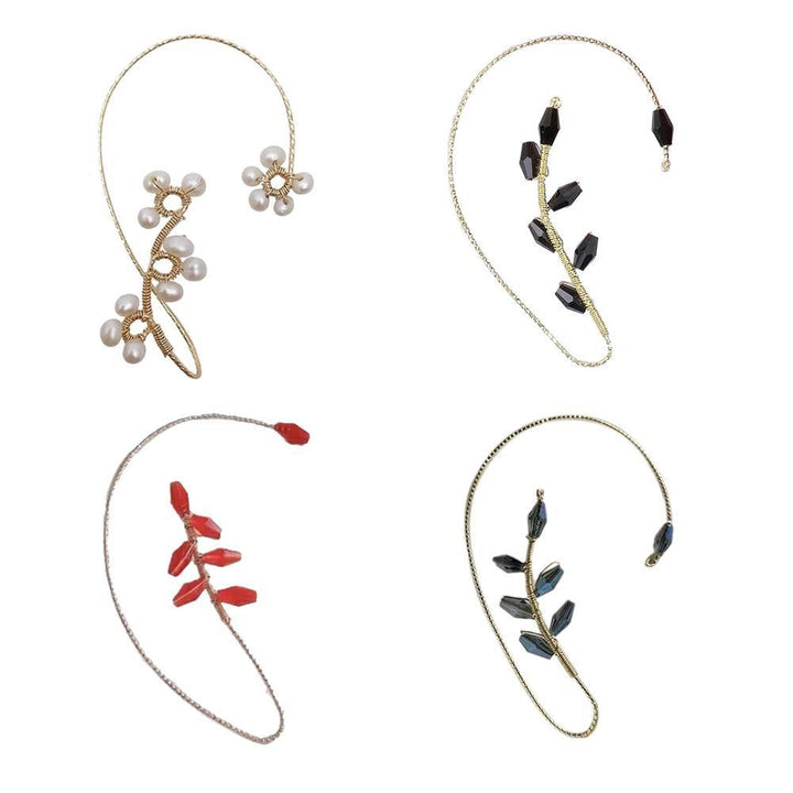 Mångsidiga klippörhängen med blomsterkonst design, en elegant öronmanschett som passar alla tillfällen.