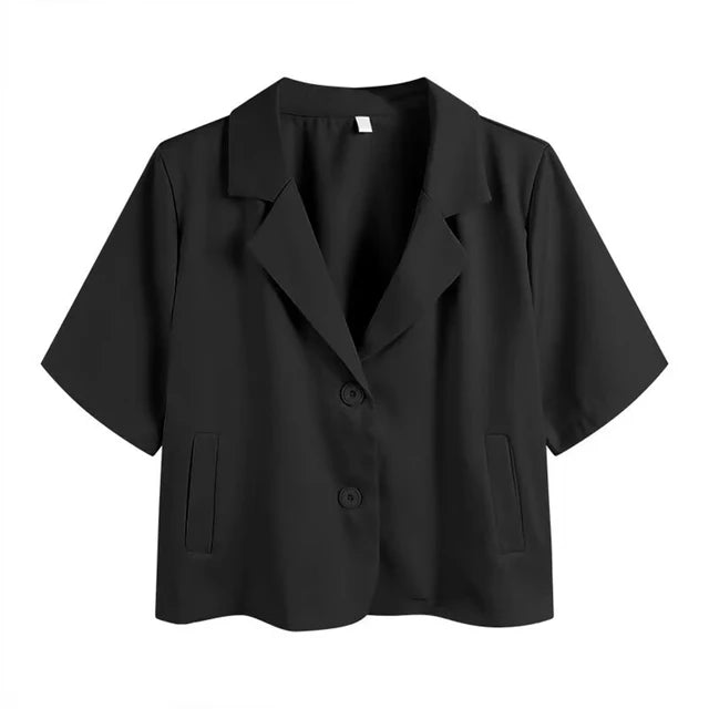 Elegant kortärmad blazer för kvinnor, perfekt för kontor & vardag. Stilren vår/sommar ytterplagg.