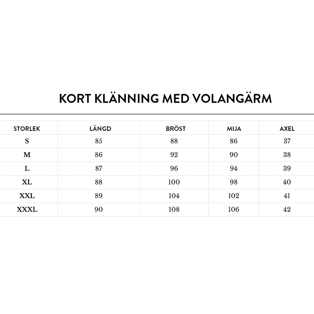 Vardaglig kort damklänning i polyester med volangärm, en stilren V-hals miniklänning för värmen.