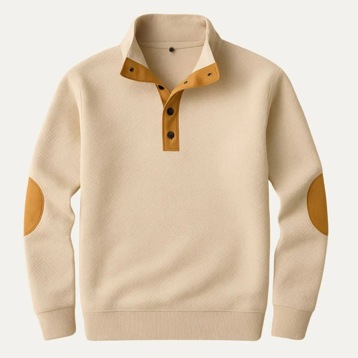 Slim fit kvartströja med dragkedja & läderdetaljer. Mjuk herrtröja för modern stil. Mångsidig & bekväm.