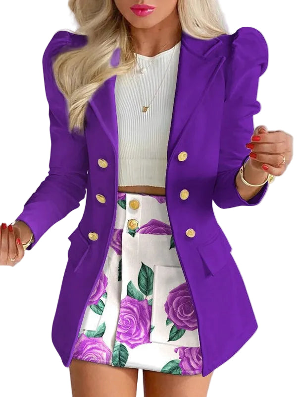 Elegant kvinnors koordset med skräddarsydd kavaj & matchande kjol för en polerad, stilren look.