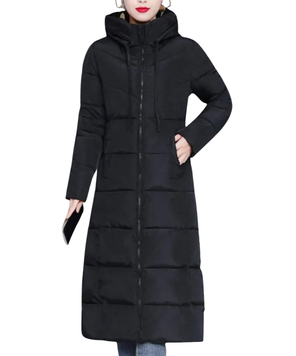 Elegant lång damjacka för vintern, stilren kappa som håller dig varm. Perfekt ytterplagg i mode.