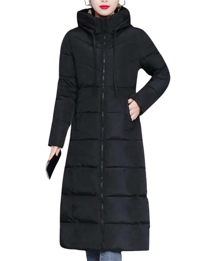 Elegant lång damjacka för vintern, stilren kappa som håller dig varm. Perfekt ytterplagg i mode.