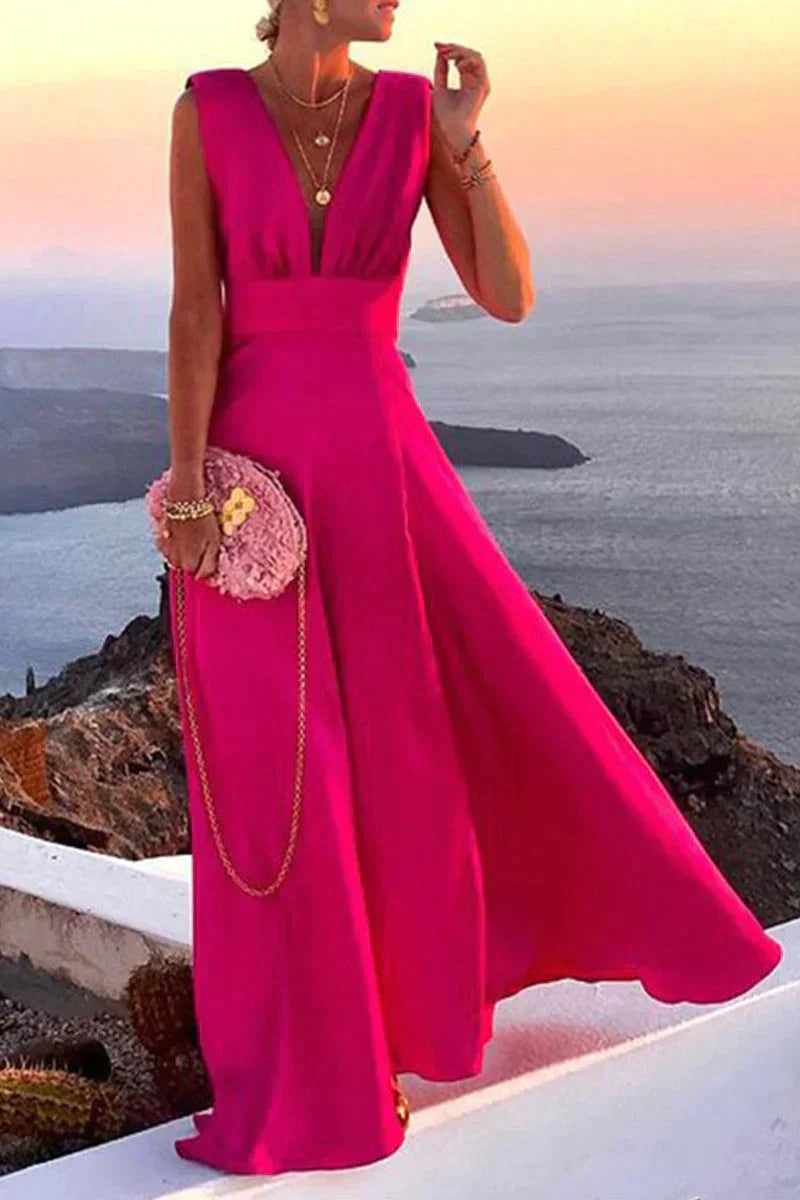 Elegant lång klänning för kvinnor, perfekt som sommarklänning eller festklänning. Mångsidig damklänning.