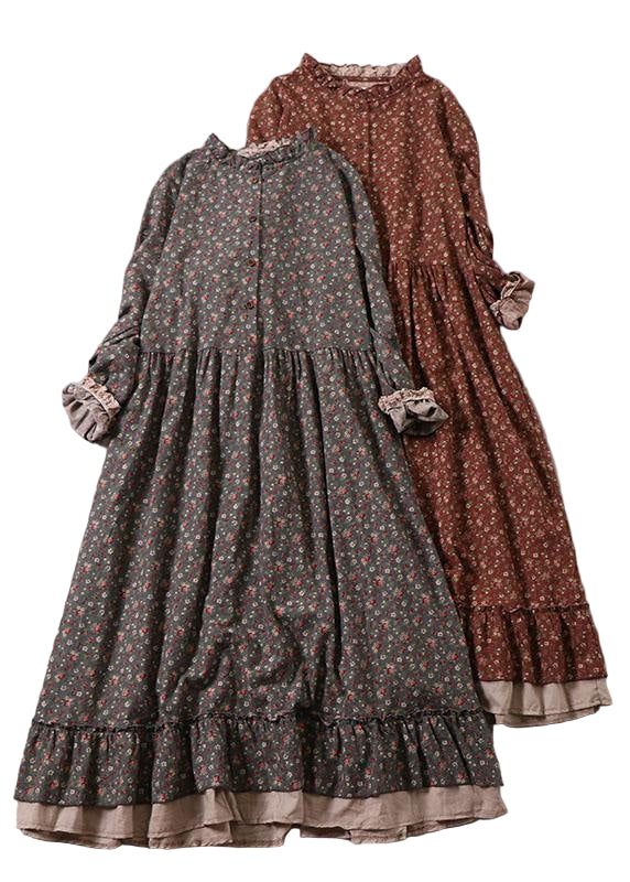 Kvinnors höstklänning med unikt rynkat patchwork och långa ärmar, idealisk som vardagsklänning.
