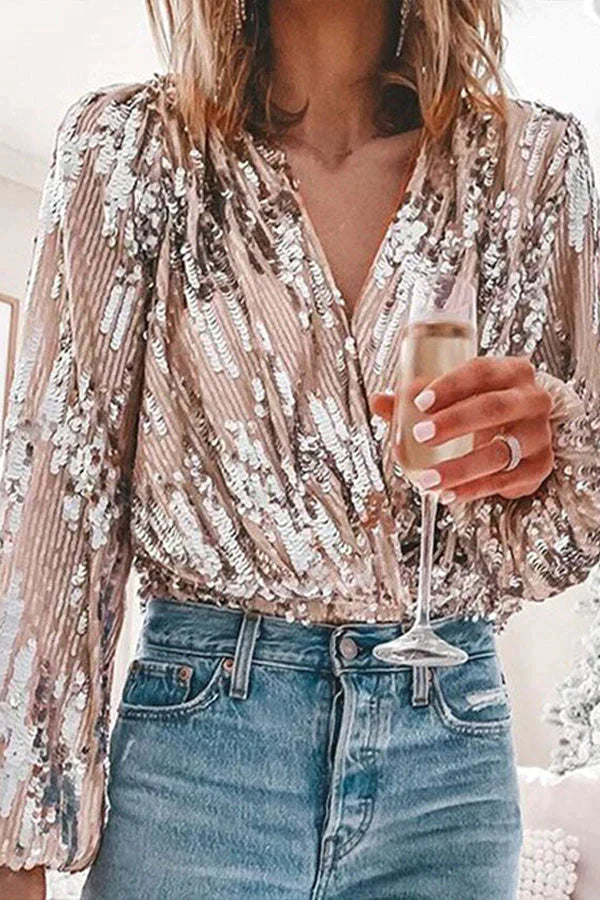 Mångsidig kvinnorsblus: långa ärmar, elegant stil för vår och höst, perfekt för fest.