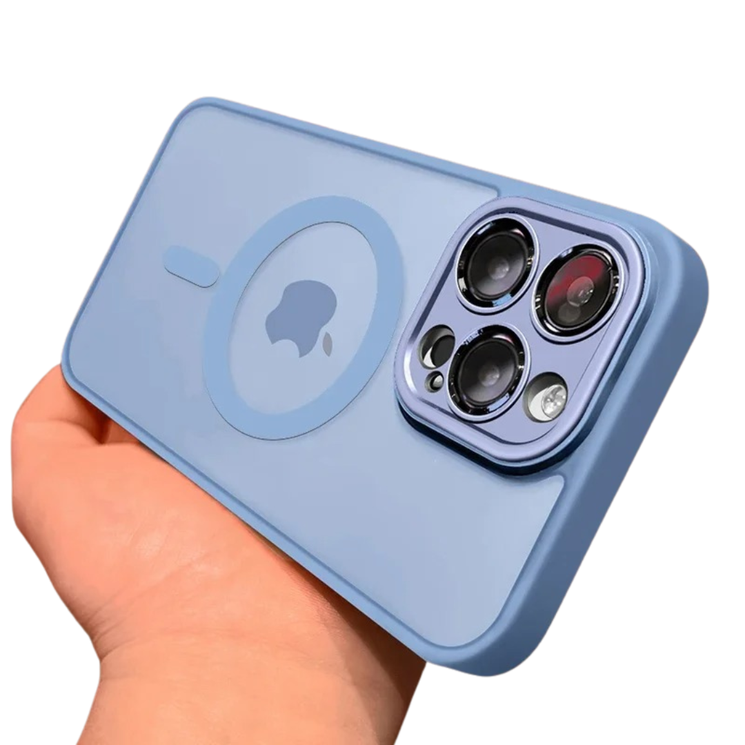Elegant matt iPhone-skal med magnetisk funktion, tunt och hållbart för dagligt skydd.