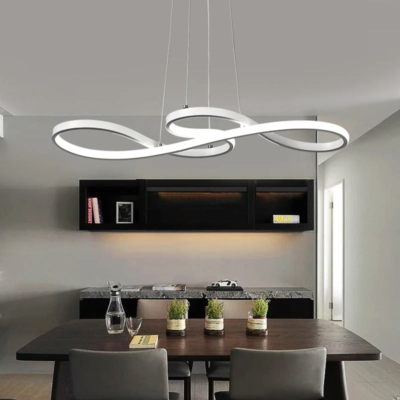 Lång, slank LED-pendellampa 75cm, perfekt som modern belysning i kök & matplats.