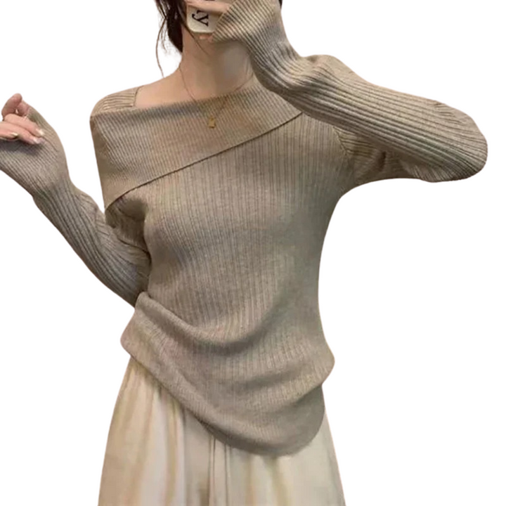 Elegant off shoulder-tröja för kvinnor, perfekt för vår och höst. Stilren damtröja.