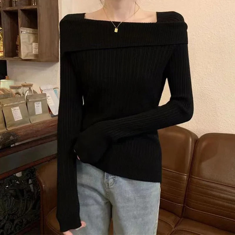 Off shoulder damtröja med slim fit, perfekt för vårkläder och en modern fashion-look.