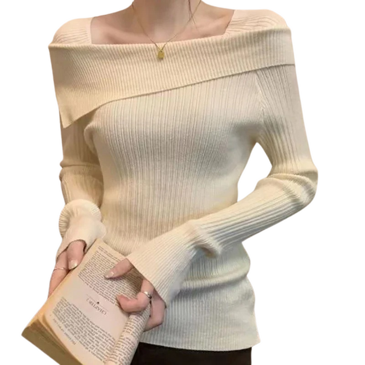 Bekväm off shoulder-tröja för damer, idealisk för vårkläder och elegant höstmode.