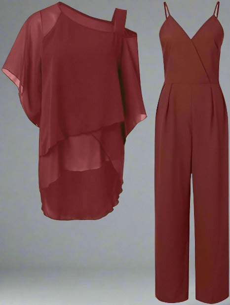 Stilrent off-shoulder damkläder, tvådelat set med smickrande passform.