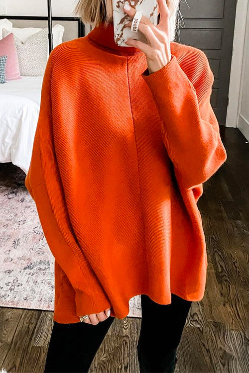 Bekväm dam tunikatröja, ribbstickad med turtleneck. Idealisk för mysig höst- och vinterlook.