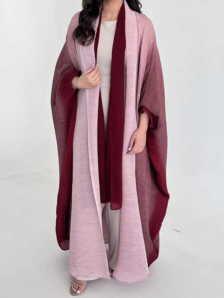 Kvinnors gradient plisserade trenchcoat. Elegant långjacka, mode ytterplagg med unikt mönster.