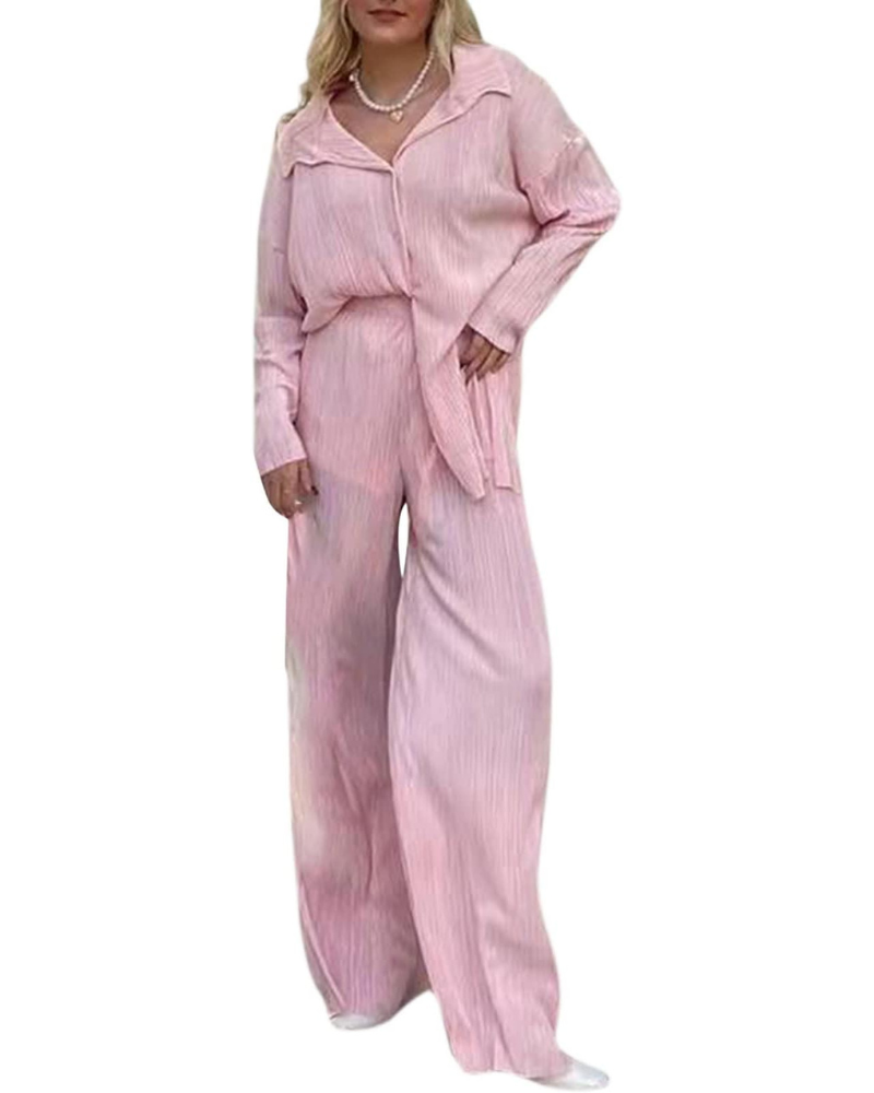 Mode dam plisserat set av polyester, elegant och bekvämt för både fest och kontor.
