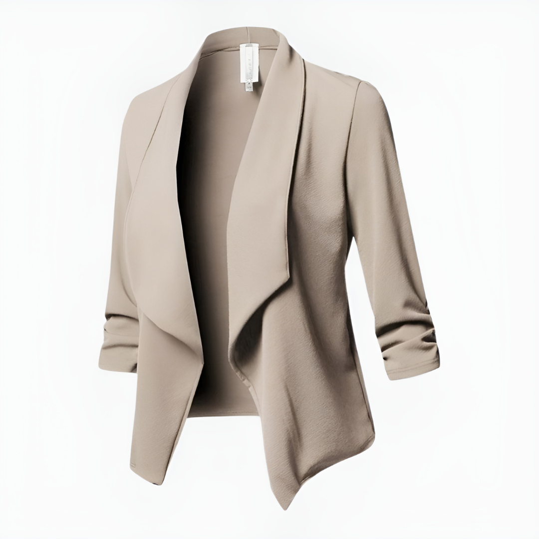 Chic öppen front kavaj för kvinnor. Detta ytterplagg är en perfekt elegant vardagskavaj för damkläder.