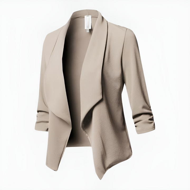 Chic öppen front kavaj för kvinnor. Detta ytterplagg är en perfekt elegant vardagskavaj för damkläder.