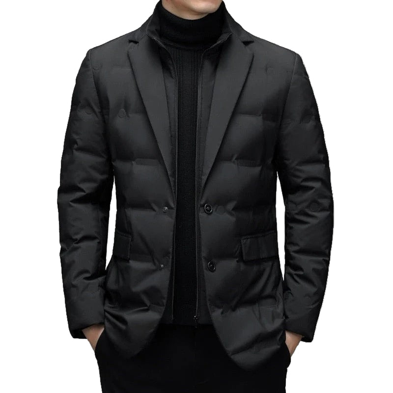 Elegant quiltad kavajjacka för män i slim fit, perfekt för höst och vinter. Stilren herrjacka för smart casual.
