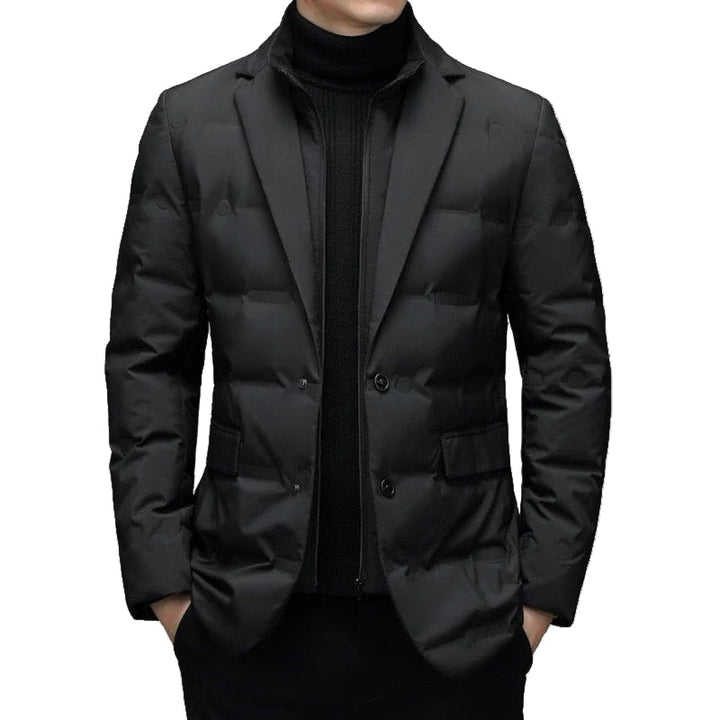 Elegant quiltad kavajjacka för män i slim fit, perfekt för höst och vinter. Stilren herrjacka för smart casual.