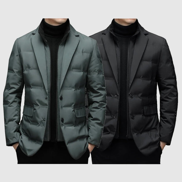 Herrarnas quiltade kavajjacka med stilren design. Mångsidig vardagsjacka som passar både elegant och smart casual.