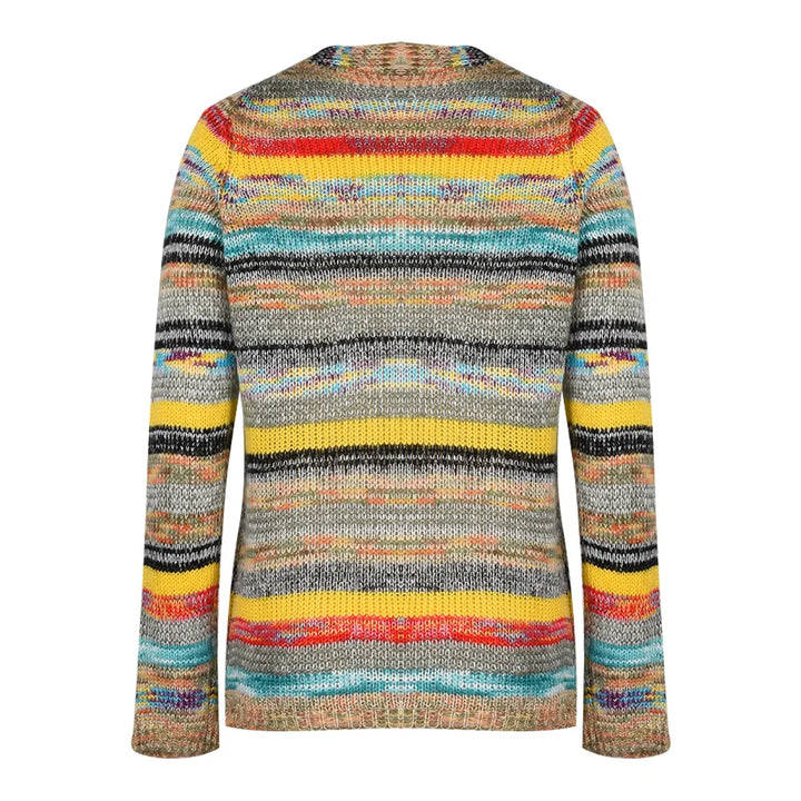 Stilfull randig damcardigan, mångsidig och bekväm. Elegant för alla tillfällen, kvinna.