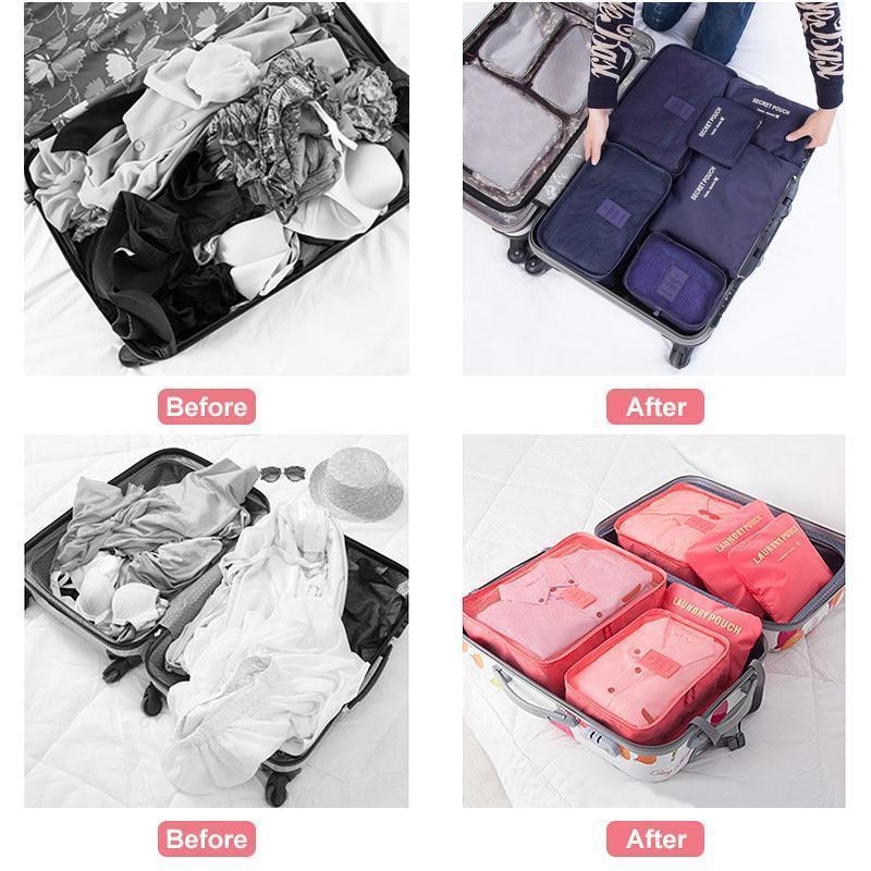 Set med packkubor i stilren design för kvinnor. Gör packningen enkel och snygg för weekendresan.