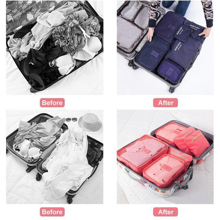 Set med packkubor i stilren design för kvinnor. Gör packningen enkel och snygg för weekendresan.