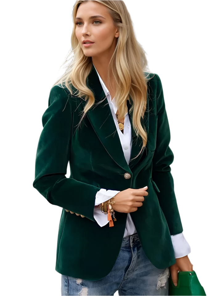 Elegant retro damkavaj med en knapp. Perfekt för kontoret och vardagsstil.