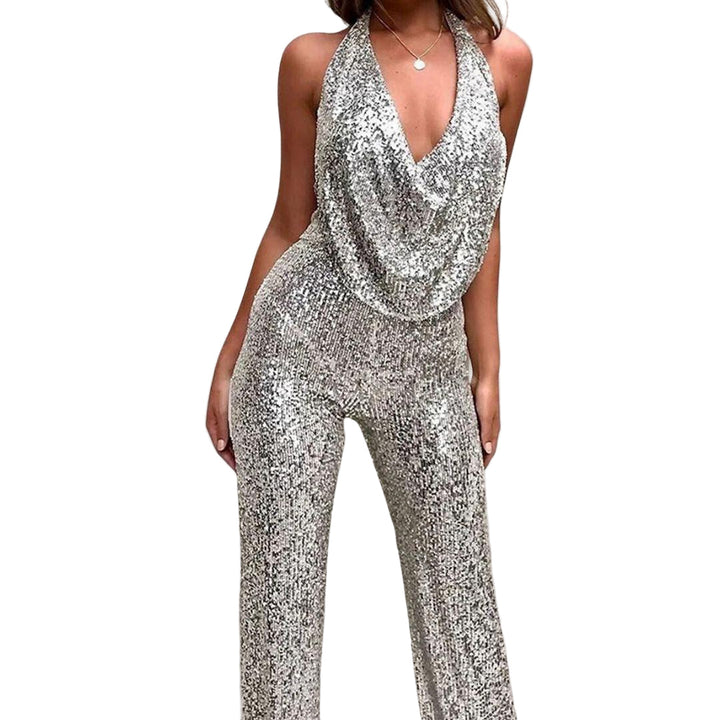 Elegant ärmlös jumpsuit med vida ben för kvinnor. Modern festkläder & sommarstil.