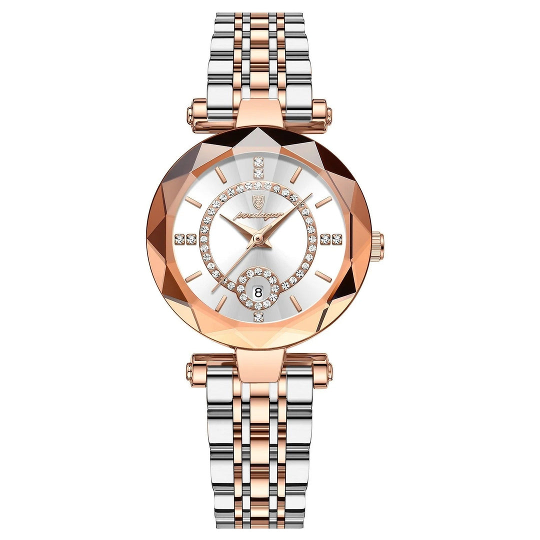 Elegant roséguld damklocka, kvartsur med diamantstil. Tidlöst armbandsur för en lyxig look.