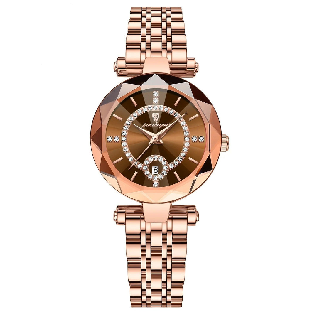 Baksida elegant damklocka, roséguld boett. Kvarts armbandsur, vattentät design. Tidlös lyx.
