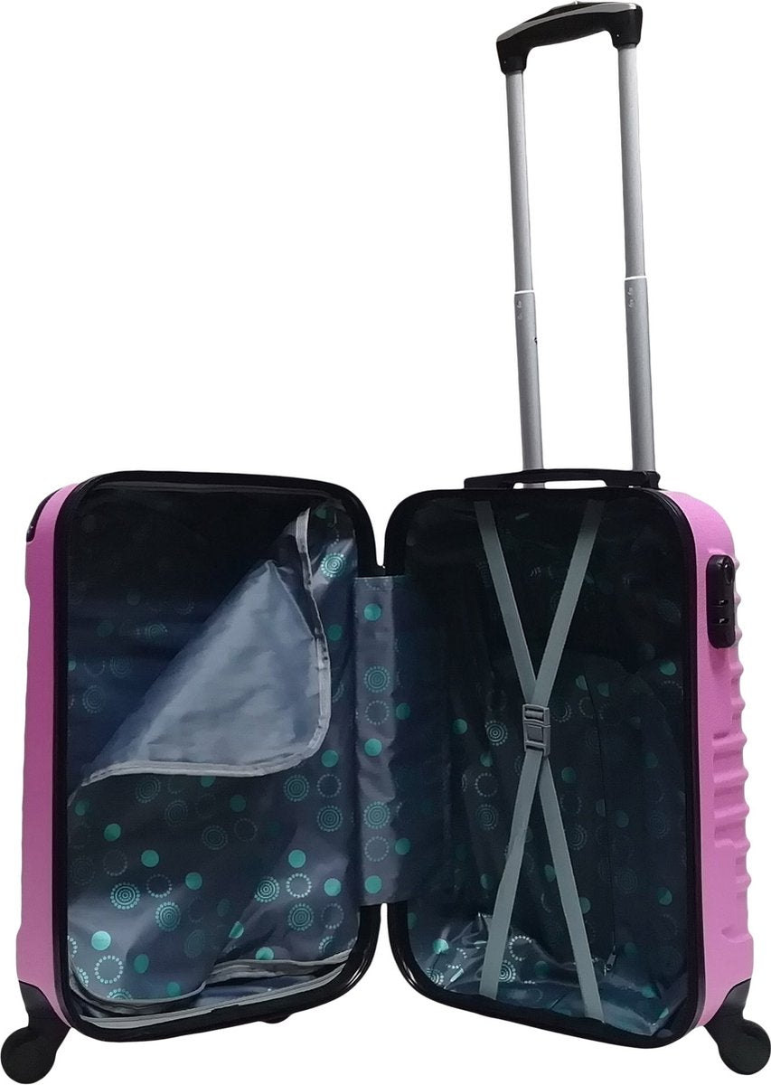 Rosa kabinväska & rullväska Palermo, 2-delat set. Hårt skal ger tryggt bagage för weekendresa.