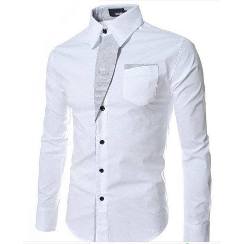 Herrskjorta med textur: grå slim fit långärmad bomull, idealisk för formell look.