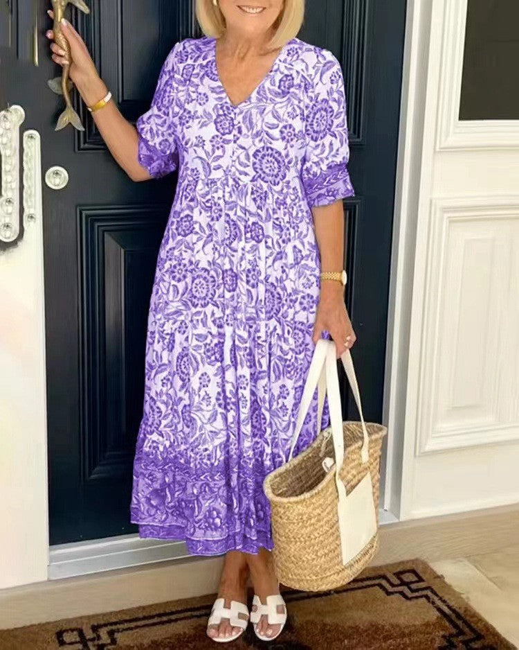 Snygg sommar-maxiklänning för kvinnor, en elegant och bekväm långklänning för vardags eller speciella tillfällen.
