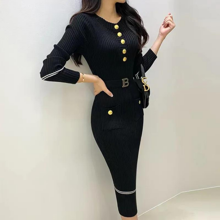 Kvinnors smickrande bodycon klänning, elegant stickad, perfekt för både festliga tillfällen & vardag.