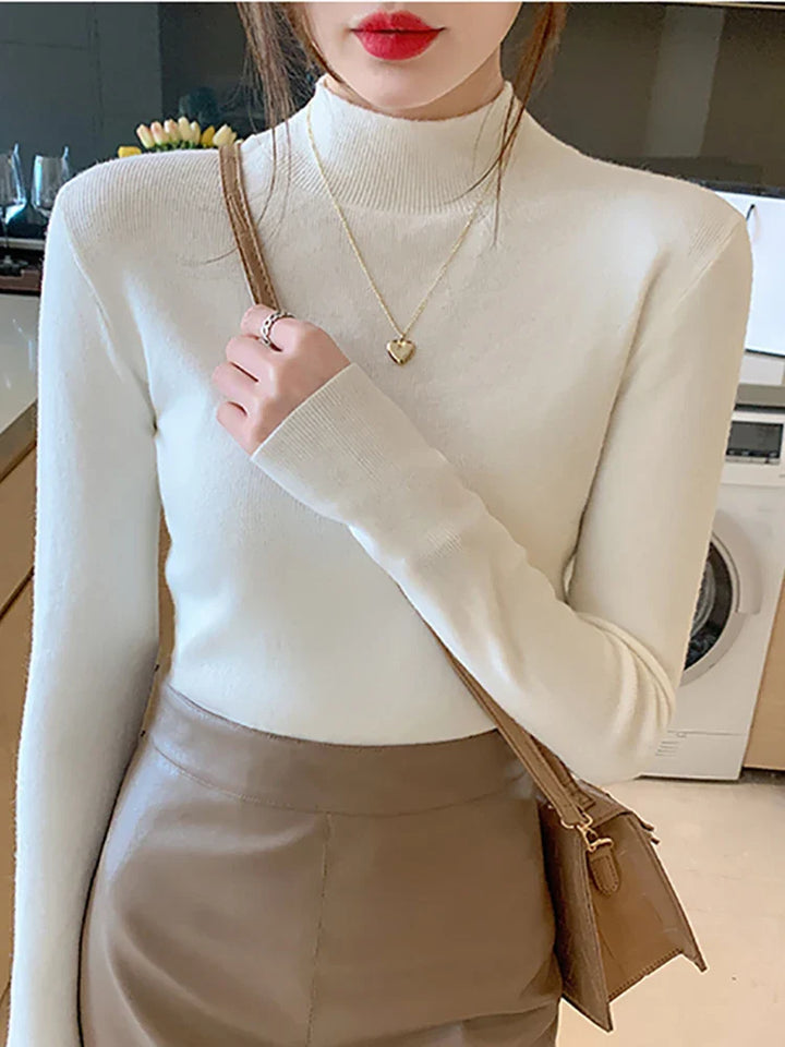 Mjuk och varm stickad turtleneck för dam, en bekväm del av vintergarderoben.