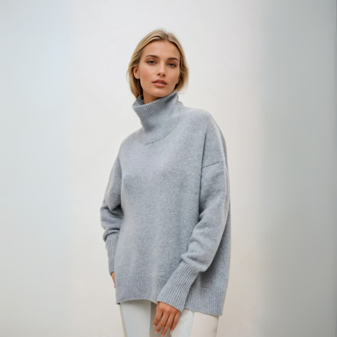 Mjuk och bekväm stickad turtleneck tröja för dam. Ultimativ komfort och stilren design i dammode.
