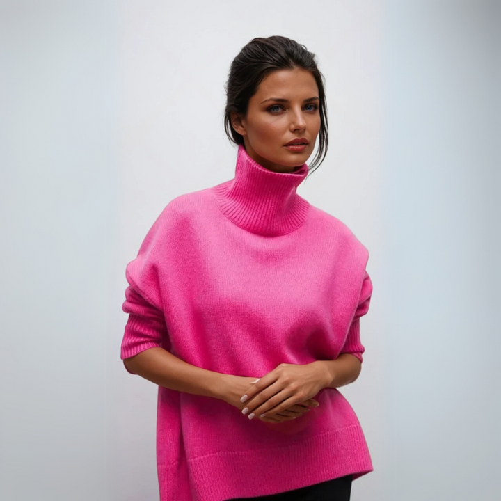 Klassisk stickad dam turtleneck tröja. Mångsidig och smickrande för alla tillfällen inom dammode.