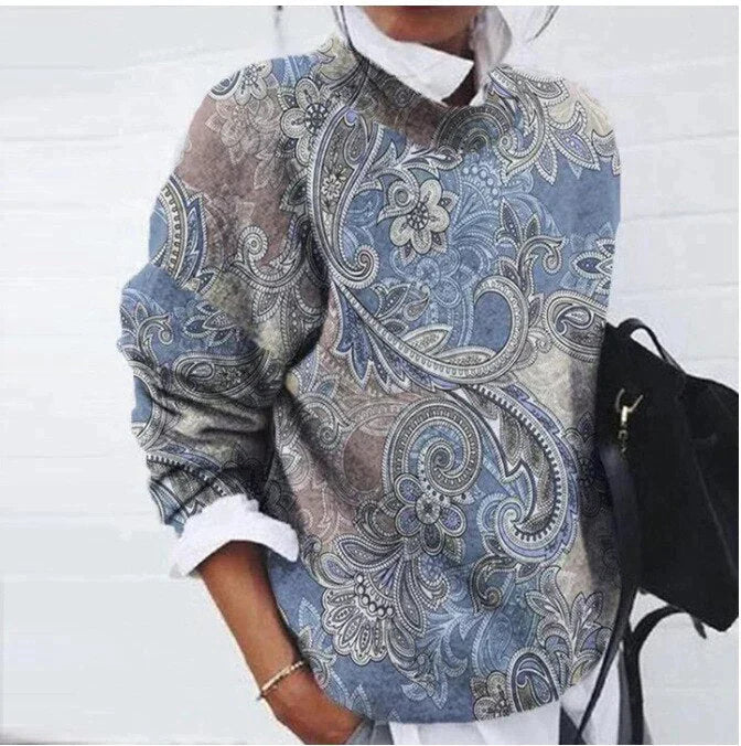 Bekväm stickad hösttröja med leopardmönster. Ledig passform för kvinnor, perfekt för komfort & stil.
