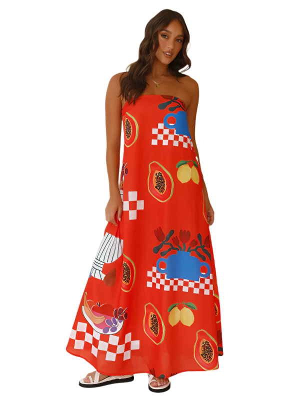 Elegant strapless maxi klänning för kvinnor, perfekt för sommarfester och avkopplande stranddagar.