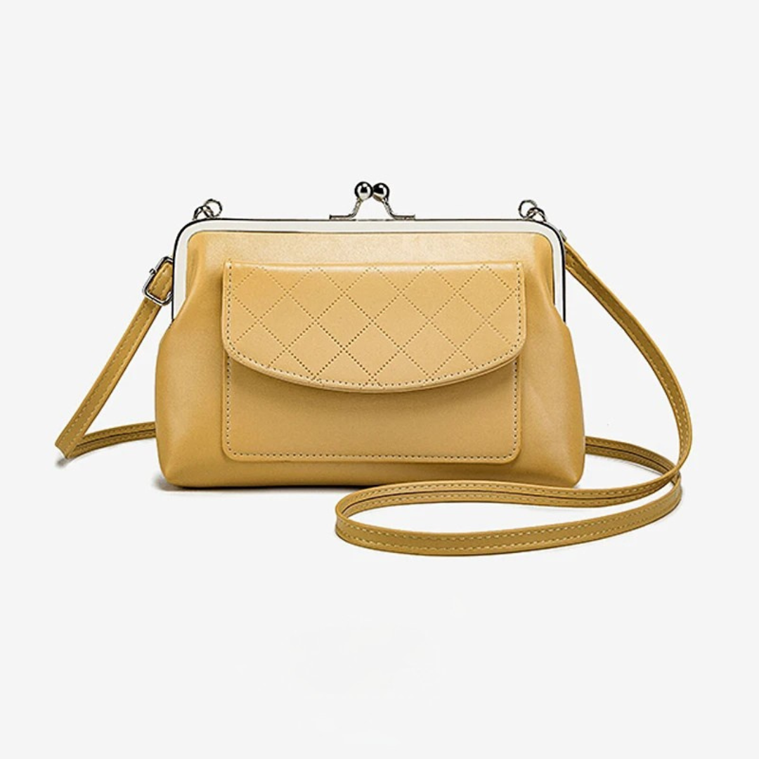 Trendig kompakt crossbodyväska för dam med stilren design och praktisk läppstängning. Perfekt för vardag/kväll.