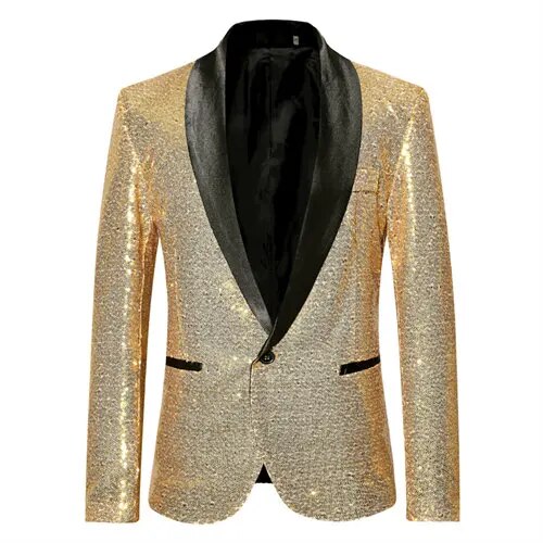 Mäns svarta glittriga kavaj buren, elegant och mångsidig för modern festmode och utekvällar.