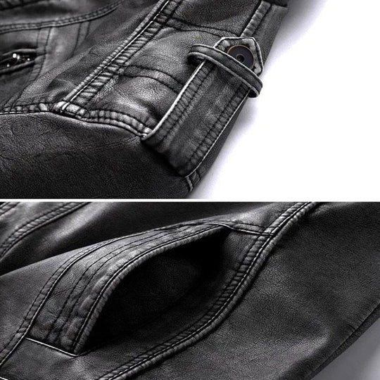 Höstmode herrjacka i svart PU-läder med klassisk design, en mångsidig vardagsjacka.